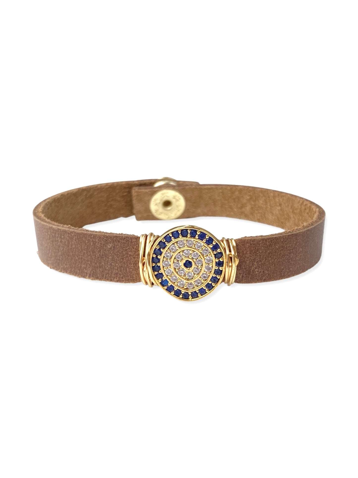 Leather Pave Stacker- Evil Eye