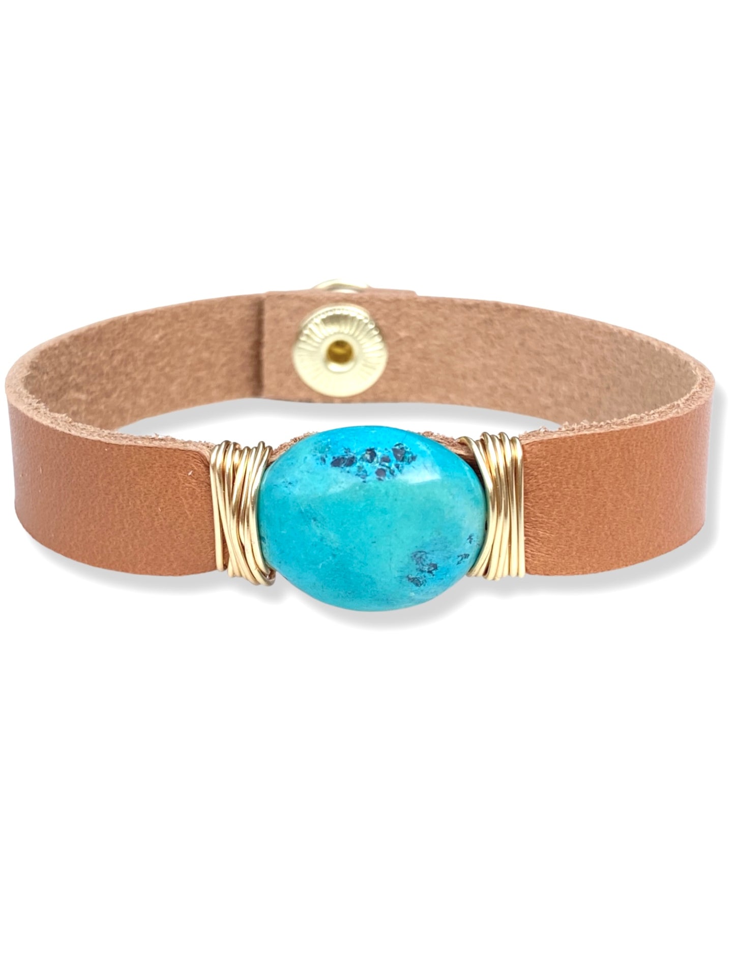 Leather Snap Bracelet- Turquoise