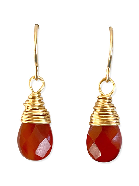 Drop Earring- Gold- Red Aventurine