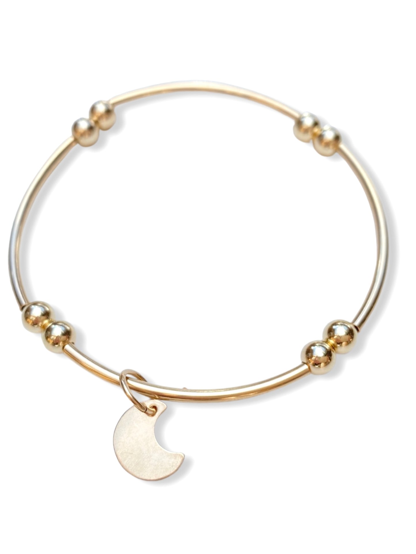 Gold Tube Charm Bracelet- Moon