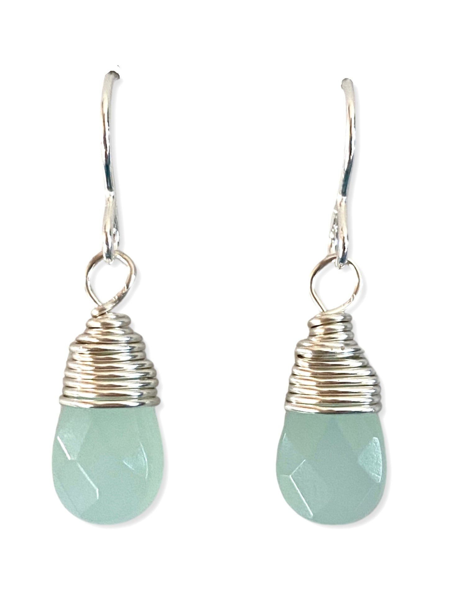 Drop Earring- Silver- Chalcedony