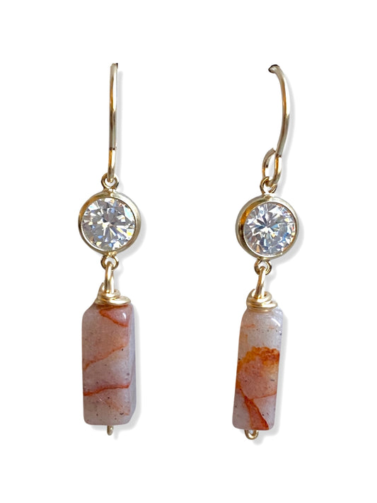 Crystal Drop Earrings- Pink Tourmaline