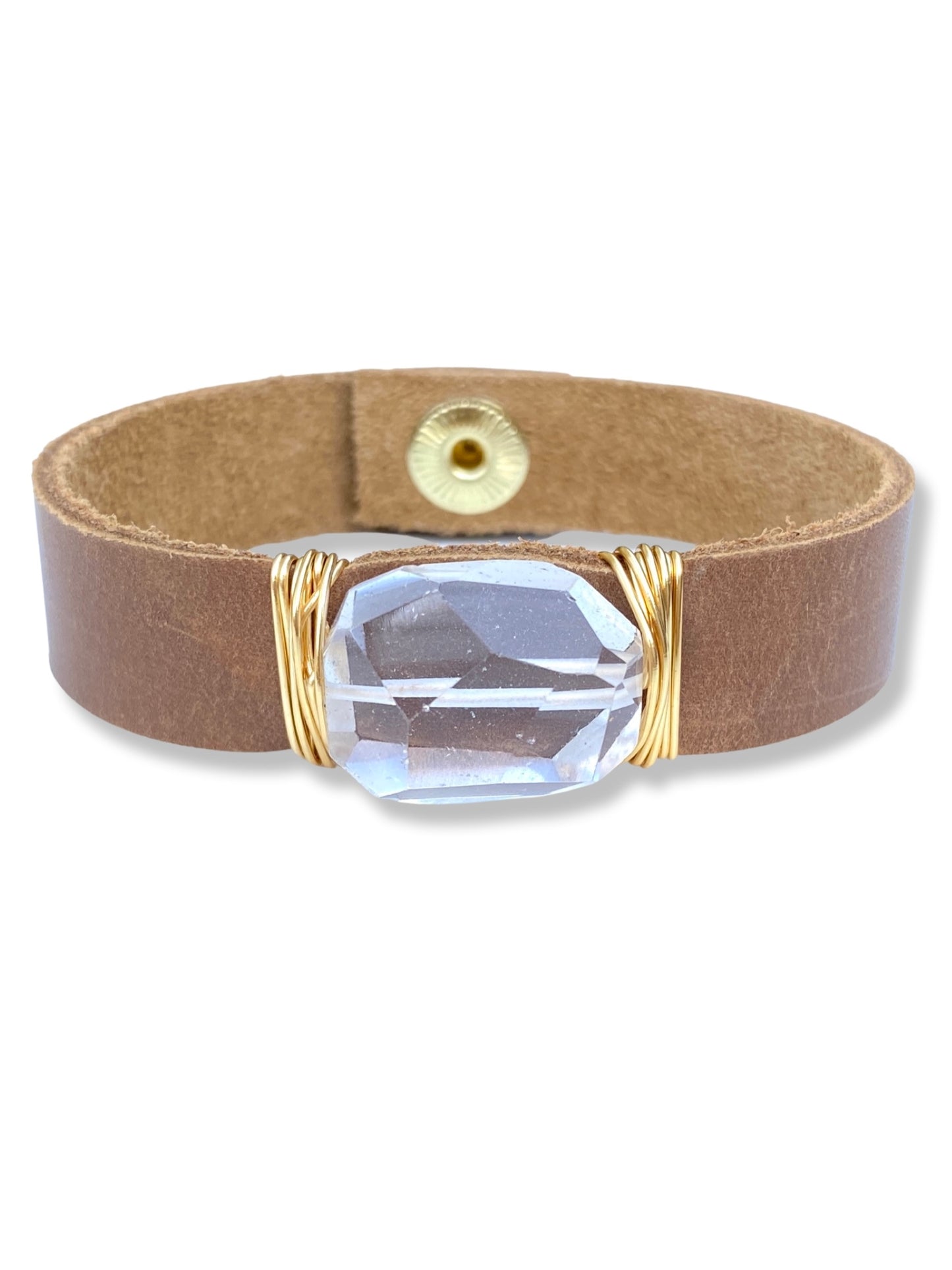 Leather Snap Bracelet- Quartz