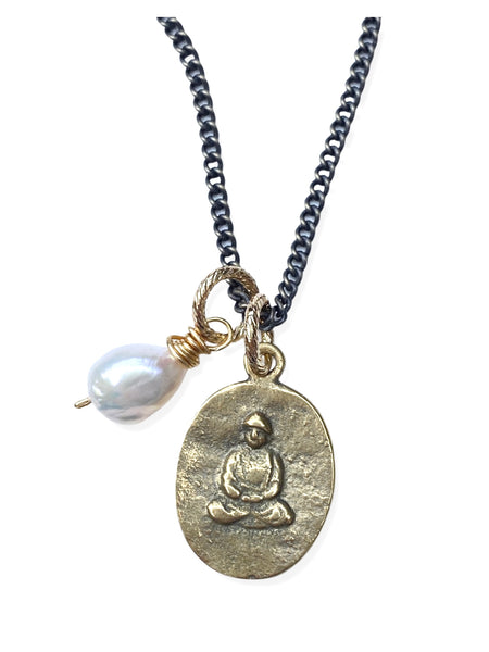 Mixed Pearl Necklace- Budhha