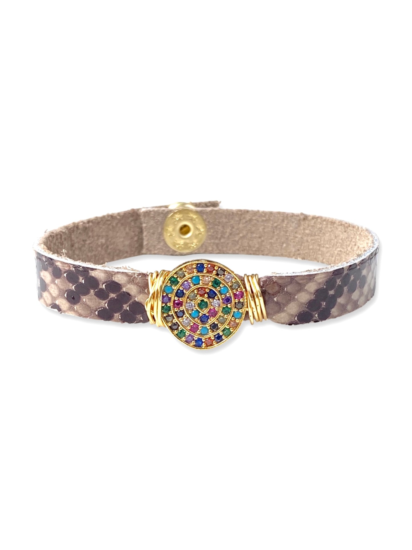 Leather Pave Stacker- Rainbow