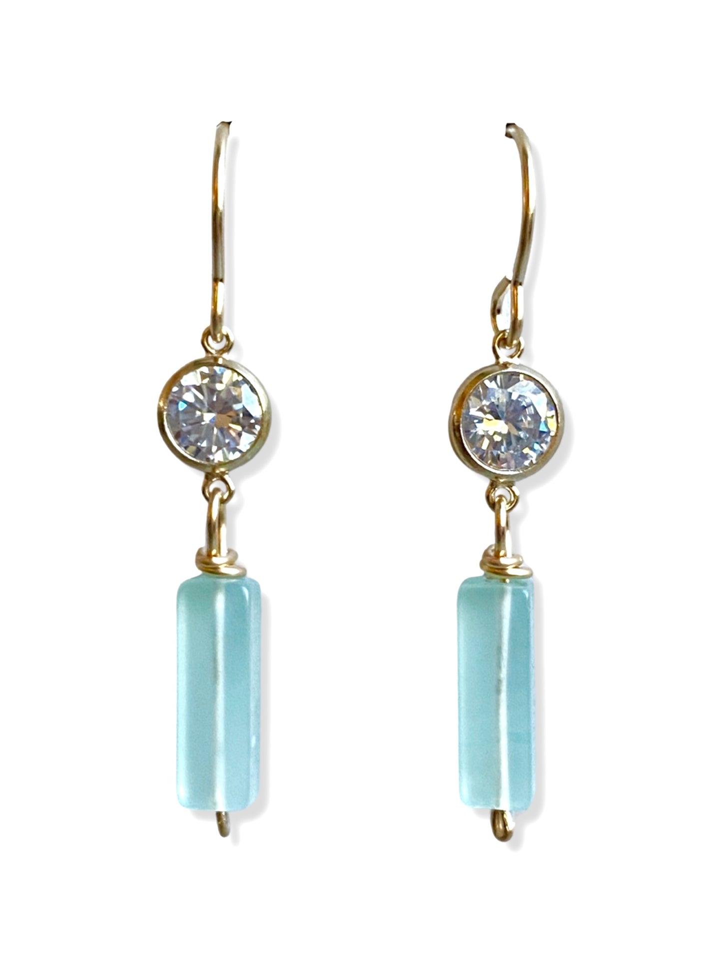 Crystal Drop Earrings- Chalcedony