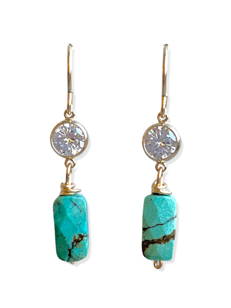 Crystal Drop Earrings- Turquoise