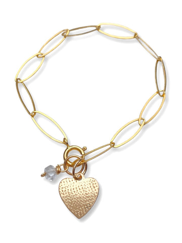 Charm Bracelet- Herkimer Diamond & Heart