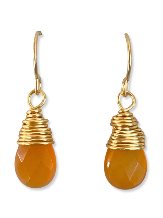 Drop Earring- Gold- Carnelian