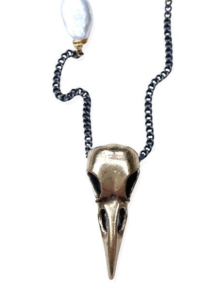 Mixed Pearl Necklace- Skull