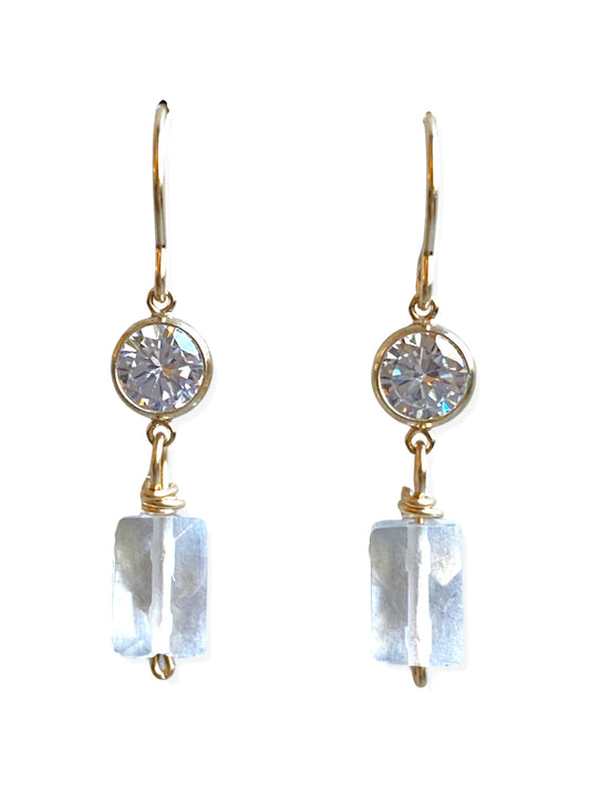 Crystal Drop Earrings- Quartz